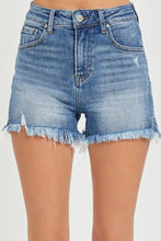 Load image into Gallery viewer, RISEN Full Size High Rise Raw Hem Denim Shorts