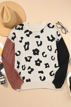 Load image into Gallery viewer, Leopard Round Neck Long Sleeve Sweater