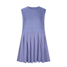 Load image into Gallery viewer, Pleated Round Neck Sleeveless Mini Dress