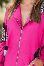 Load image into Gallery viewer, Leopard Zip Up Long Sleeve Hooded Jacket