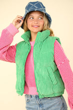 Load image into Gallery viewer, VERY J Zip Up Padded Corduroy Puffer Vest