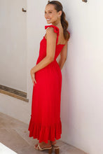 Load image into Gallery viewer, Ruffled Smocked Ruffle Hem Sleeveless Dress