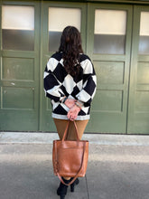 Load image into Gallery viewer, Contrast Trim Cardigan in Black Checkers