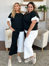 Load image into Gallery viewer, Double Take Full Size Texture Contrast T-Shirt and Wide Leg Pants Set