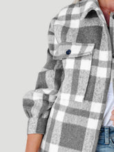 Load image into Gallery viewer, Plaid Collared Neck Long Sleeve Jacket