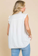 Load image into Gallery viewer, Culture Code Full Size Frill Edge Smocked Sleeveless Top