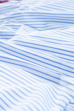 Load image into Gallery viewer, Embroidered Striped Notched Short Sleeve Dress