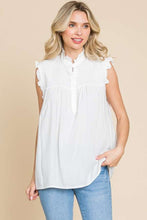 Load image into Gallery viewer, Culture Code Full Size Frill Edge Smocked Sleeveless Top