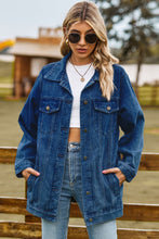 Load image into Gallery viewer, Buttoned Collared Neck Denim Jacket with Pockets