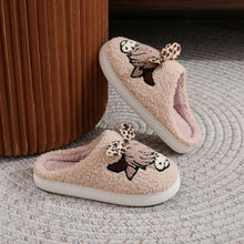 Load image into Gallery viewer, PREORDER: Highland cow with leopard bow slippers 8.17.26