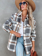 Load image into Gallery viewer, Plaid Collared Neck Long Sleeve Jacket
