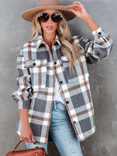 Load image into Gallery viewer, Plaid Collared Neck Long Sleeve Jacket
