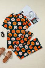 Load image into Gallery viewer, Pumpkin Printed Short Sleeve Top and Pants Lounge Set