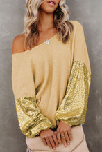 Load image into Gallery viewer, Sequin Waffle-Knit Blouse