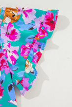 Load image into Gallery viewer, Ruffled Printed Notched Short Sleeve Mini Dress