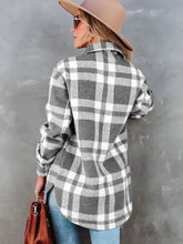 Load image into Gallery viewer, Plaid Collared Neck Long Sleeve Jacket