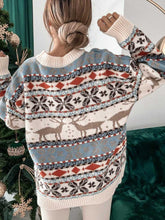 Load image into Gallery viewer, Geometric Round Neck Dropped Shoulder Sweater