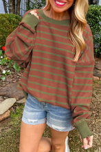 Load image into Gallery viewer, Striped Round Neck Long Sleeve Sweater