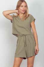 Load image into Gallery viewer, VERY J Woven Cropped Top & Waist Tie Shorts Set