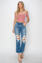 Load image into Gallery viewer, RISEN Mid Rise Distressed Cropped Flare Jeans