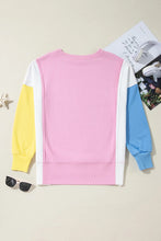 Load image into Gallery viewer, Slit Contrast Round Neck Long Sleeve Sweatshirt