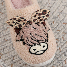 Load image into Gallery viewer, PREORDER: Highland cow with leopard bow slippers 8.24.26 OSYM