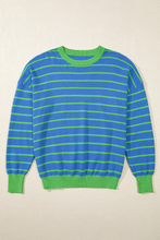 Load image into Gallery viewer, Striped Round Neck Long Sleeve Sweater