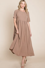 Load image into Gallery viewer, BOMBOM Round Neck Ruched Midi Dress