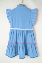 Load image into Gallery viewer, Ruffled Notched Cap Sleeve Mini Dress