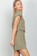 Load image into Gallery viewer, VERY J Woven Cropped Top & Waist Tie Shorts Set