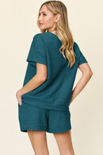 Load image into Gallery viewer, Double Take Full Size Texture Short Sleeve T-Shirt and Drawstring Shorts Set