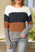 Load image into Gallery viewer, Color Block Round Neck Sweater