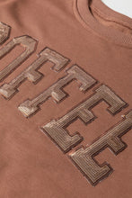 Load image into Gallery viewer, COFFEE Sequin Round Neck Long Sleeve Top and Shorts Set