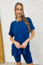 Load image into Gallery viewer, Comfy Cruising Top and Biker Shorts Set in Lt Navy