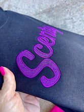 Load image into Gallery viewer, Purple Scentsy glitter embroidered applique- GILDAN