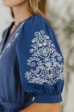 Load image into Gallery viewer, Delicate Devotion Puff Sleeve Dress in Blue