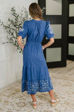 Load image into Gallery viewer, Delicate Devotion Puff Sleeve Dress in Blue