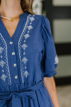 Load image into Gallery viewer, Delicate Devotion Puff Sleeve Dress in Blue
