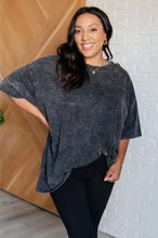 Load image into Gallery viewer, Don't Mind Me Mineral Wash Drop Shoulder Tee in Ash Black