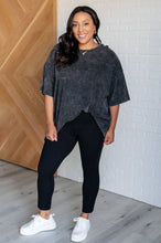 Load image into Gallery viewer, Don't Mind Me Mineral Wash Drop Shoulder Tee in Ash Black