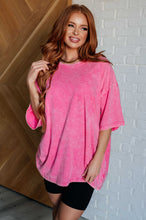 Load image into Gallery viewer, Don't Mind Me Mineral Wash Drop Shoulder Tee in Fuchsia