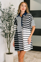 Load image into Gallery viewer, Everlasting Love Striped Collared Dress in Black and Navy