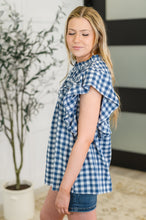 Load image into Gallery viewer, Garden at Goldenhour Flutter Sleeve Blouse in Blue