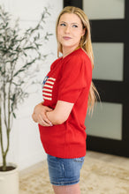 Load image into Gallery viewer, Hand Over Heart Graphic Knit Top in Red