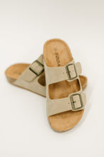 Load image into Gallery viewer, Jete Nubuck Double Buckle Slides in Light Taupe