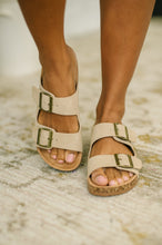 Load image into Gallery viewer, Jete Nubuck Double Buckle Slides in Light Taupe
