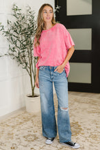 Load image into Gallery viewer, Just My Type Mineral Wash Relaxed Top in Fuchsia