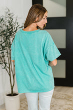 Load image into Gallery viewer, Just My Type Mineral Wash Relaxed Top in Turquoise