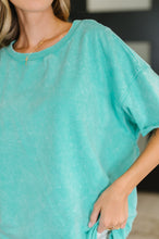 Load image into Gallery viewer, Just My Type Mineral Wash Relaxed Top in Turquoise