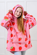 Load image into Gallery viewer, Kids Oversized Hoodie Blanket in Strawberry